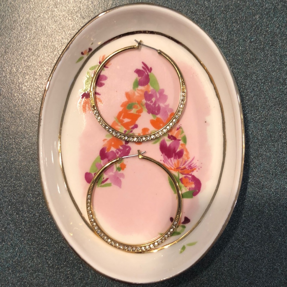 Gold Rhinestone Hoops